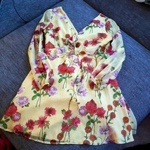 Backless yellow floral flowy mini sundress